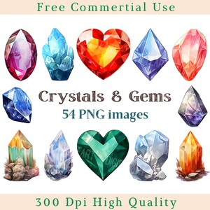 Crystals Gemstones Clipart, Crystal Gems Clip Art Png, Watercolor Crystal Image,Commertial Use, Bundle Transparent Backgound picture,300 DPI