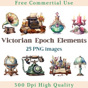 Aquarel Vintage elementen clipart, Victoriaanse illustraties, retro PNG, Victoriaanse tijdperk beelden, bundel transparante achtergrondkleur foto's, 300 DPI