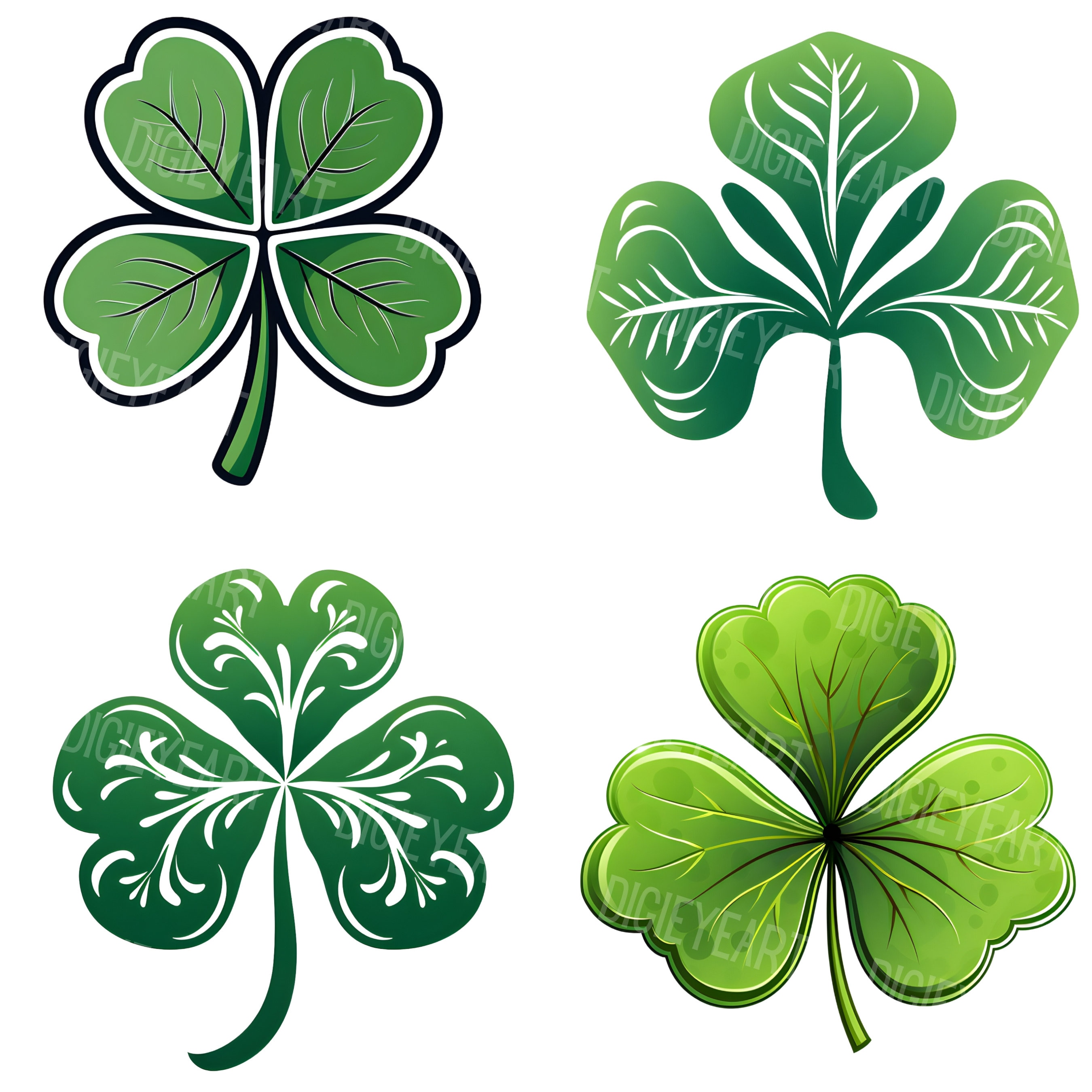 Irish Shamrock Clipart Clover Clip Art Shamrock PNG Luck - Etsy UK