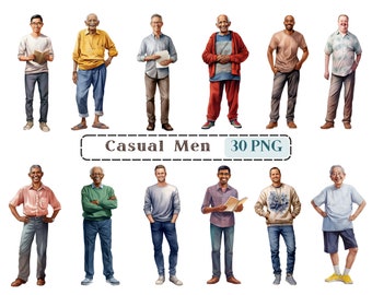 Casual Men Clipart, Adult Man Clip Art, Ethnic Diversity Images, Commercial Use, Transparent Background picture, 300 DPI, Relaxed Men Png