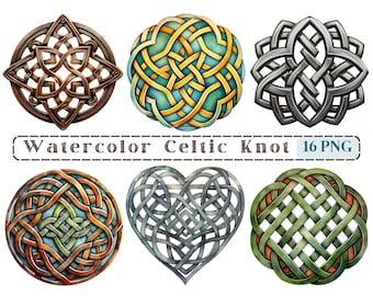 Imágenes prediseñadas de nudo celta de acuarela, clip art de nudo irlandés png, imágenes prediseñadas CU de gráficos celtas, imagen de fondo transparente, 300 DPI, nudo irlandés