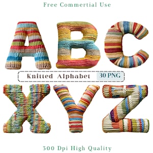 Gestricktes Alphabet Clipart, Buchstaben CU Clip Art, lustige Initialen PNG, bunte, schrullige Buchstabenbilder, transparente Hintergrundbilder, 300 DPI