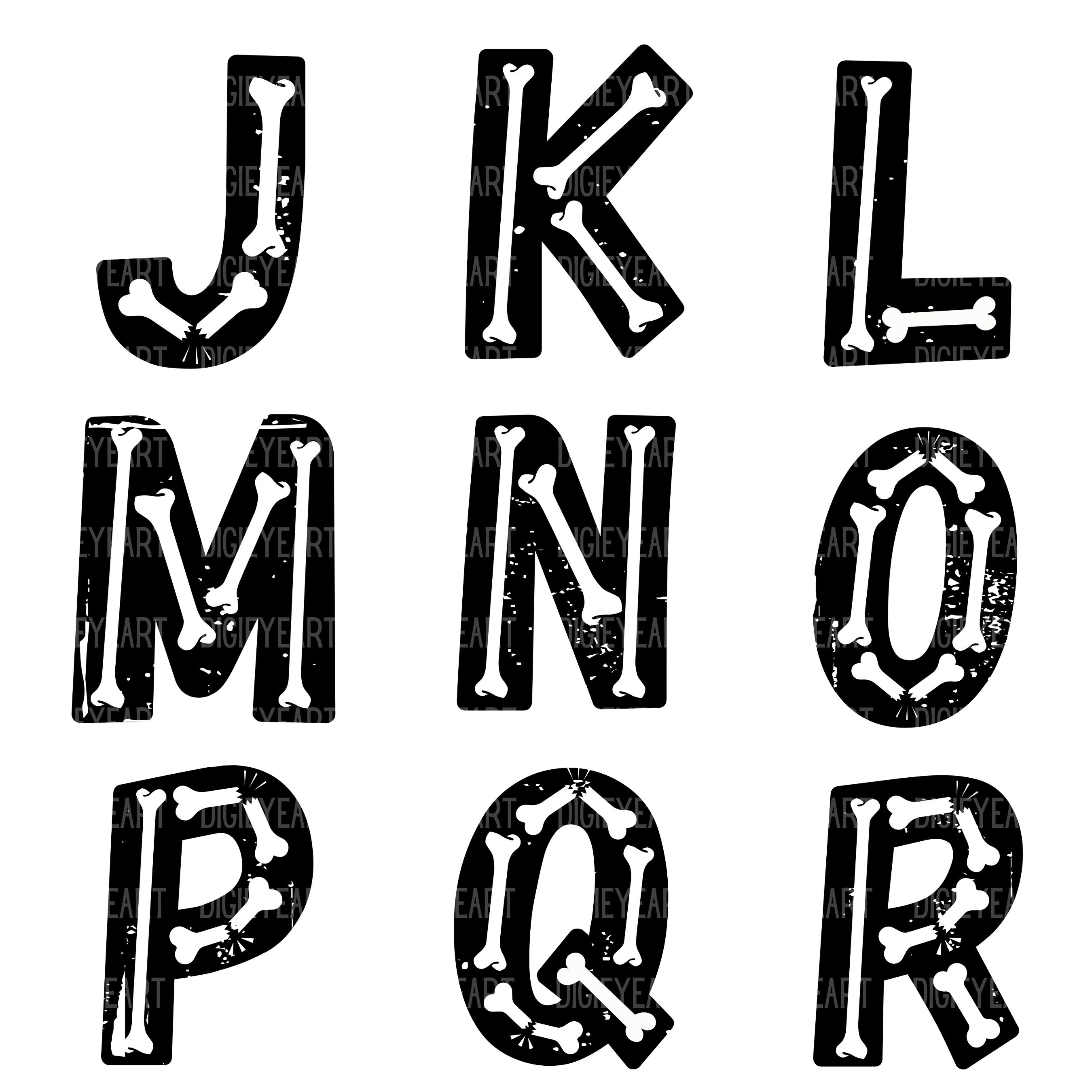 Halloween Bone Alphabet Clipart Letters Clip Art Bones Etsy