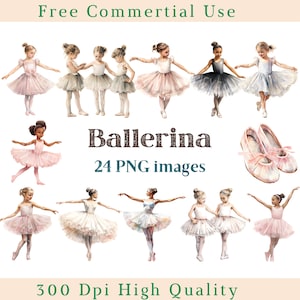 Aquarel ballerina clipart, ballet meisjes illustraties, dans jpg, ballerina beelden, transparante achtergrondkleur foto's, 300 DPI, schattig ballet meisje