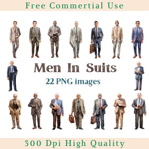 Men in Suits Clipart, Businessman Clip Art, Ethnic Diversity Images, Commercial Use,Transparent Background picture, 300 DPI,Official Men Png