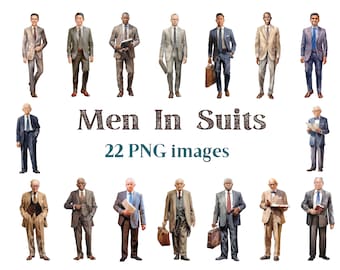 Men in Suits Clipart, Businessman Clip Art, Ethnic Diversity Images, Commercial Use,Transparent Background picture, 300 DPI,Official Men Png