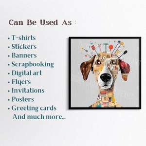 Whimsical Dogs Clipart, Quirky Dog Clip Art, Mixed Media Dog PNG ...