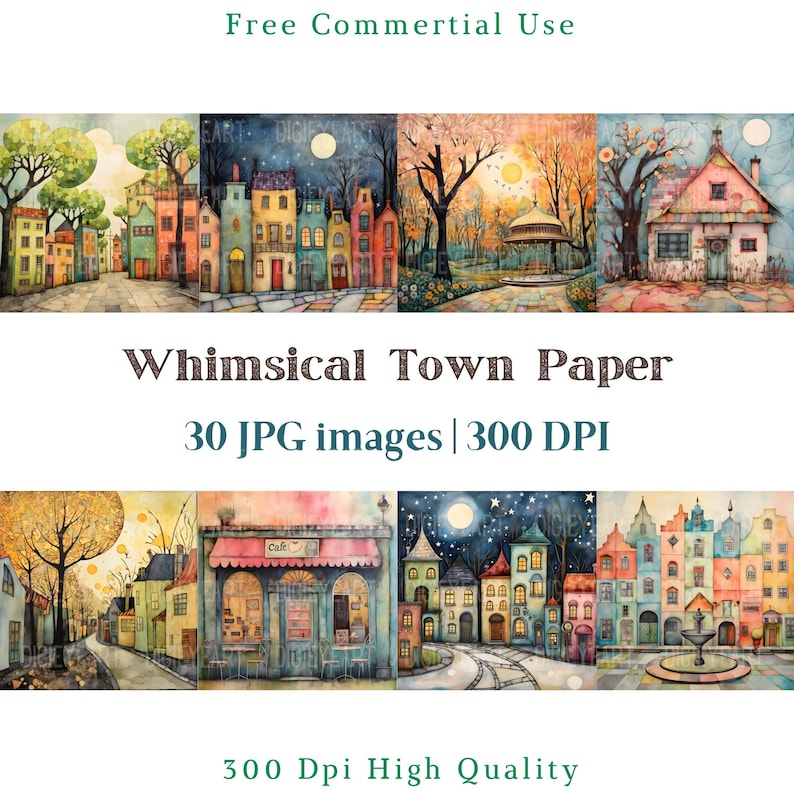 Whimsical Town Paper, Whimsical Streets Scenes, Whimsical Backdrop Jpg ...