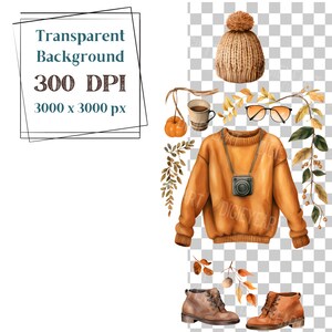 Fall Sweater Clipart, Autumn Sweater Clip Art, Composite Elements Png, Fall Fashion Png, Transparent Background, 300 DPI, Sweater CU Clipart image 6
