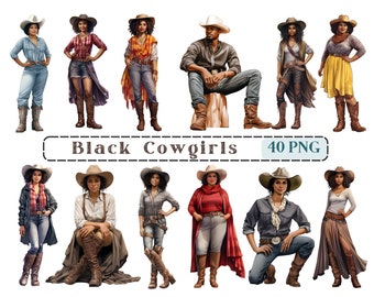 Black Cowgirl Clipart, Afro Cowgirls CU Clip Art, Composite Elements Png, Girls of Colour, 300 DPI, Black Western Women, Journal Digi Kit