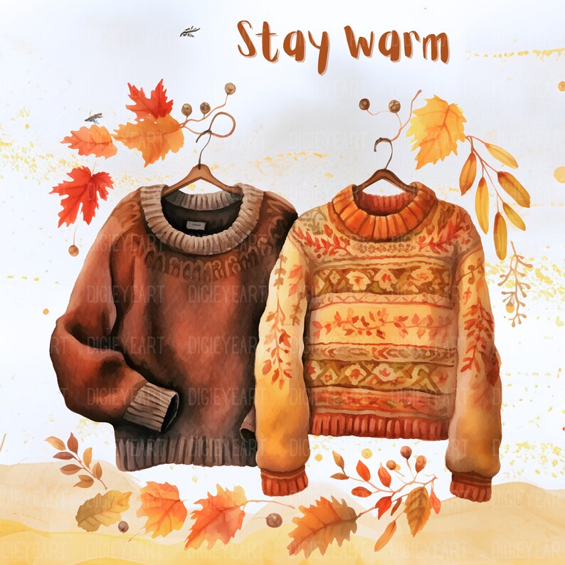 Fall Sweater Clipart, Autumn Sweater Clip Art, Composite Elements Png, Fall Fashion Png, Transparent Background, 300 DPI, Sweater CU Clipart image 8