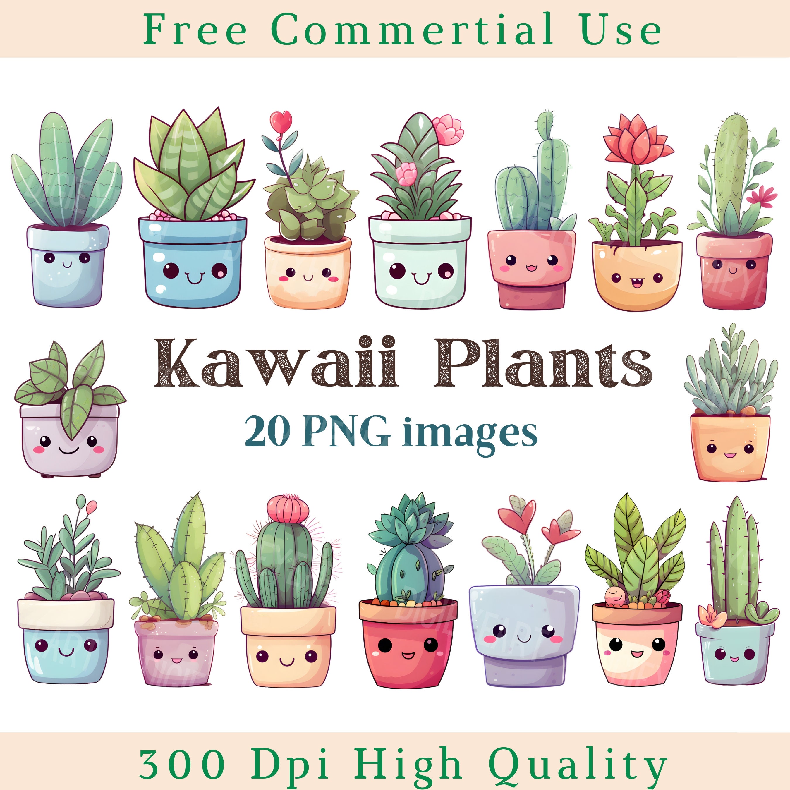 Kawaii Potted Plants Clipart, Kawaii Plant Clip Art, Cute Flowers Png, Cute  Cactus Images, Bundle Transparent Backgound Pictures, 300 DPI - Etsy