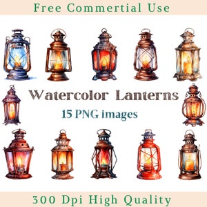 Aquarell Laternen Clipart, Laterne Clip Art Png, Laterne Bild, kommerzielle Nutzung, Bundle Transparentes Hintergrundbild,300 DPI, Candels Png