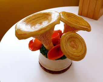 Sculpture champignon en argile Lactarius rubrilacteus , bonnet de lait , pièce maîtresse décorative , figure de champignon réaliste , cadeau cottagecore