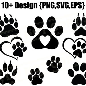 Patte de chien SVG, SVG de patte d'animal, impression de patte de chien | svg, dxf, png, jpg, pdf, eps | Cricut, silhouette, vecteur, clipart | Téléchargement numérique instantané