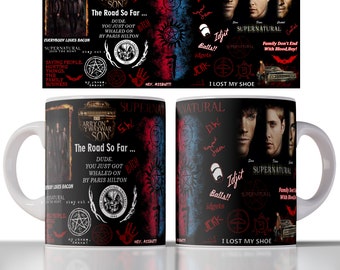 Supernatural Tv show 11oz Mug Sublimation design - Mug template | sublimate mug png download - Supernatural tv show mug wrap design