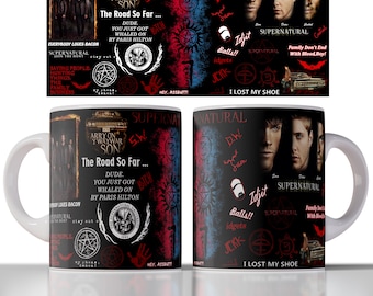 Supernatural Tv show 11oz Mug Sublimation design - Mug template | sublimate mug png download - Supernatural tv show mug wrap design