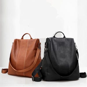 Sac à dos femme unie grande capacité, voyage, école, sac quotidien décontracté