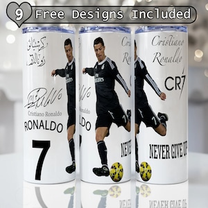 Ronaldo cr 7 Envoltura de vaso flaco recto 20 oz y 30 oz Envoltura de sublimación / DESCARGA INSTANTE / Archivo digital PNG ronaldo diseño CR7 envoltura