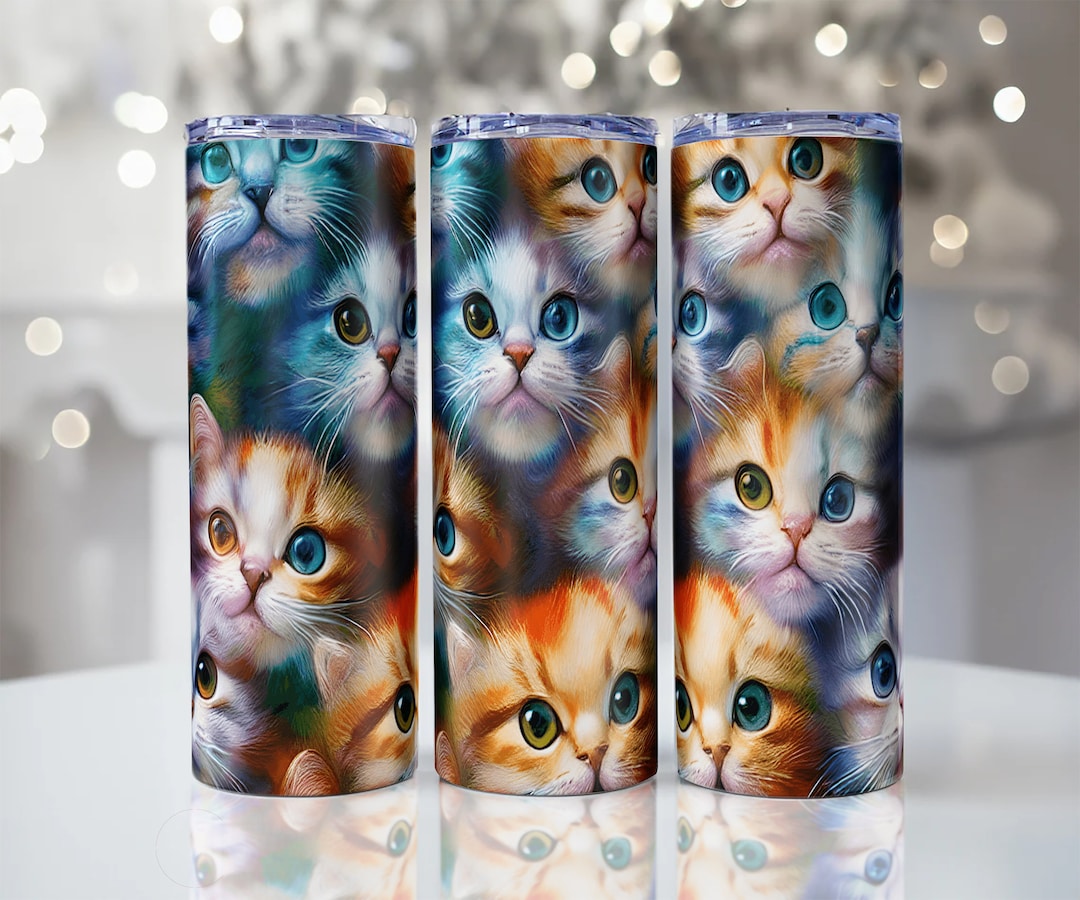 Cute Cats 20 Oz & 30 Oz Skinny Tumbler Design Cute Cats Tumbler Wrap ...