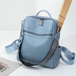 Sac à dos convertible en cuir élégant pour femme, sac à bandoulière convertible, sac à main de voyage étanche avec large bandoulière