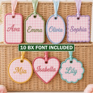 In The Hoop Bag Tag Embroidery Designs Bundle, Tags Applique Machine Files, Name Tags (Digital Download)