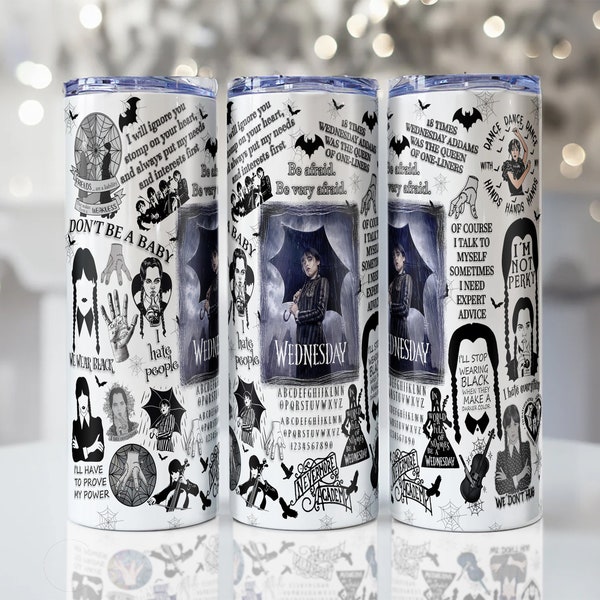 Wednesday Addams Custom 20oz & 30oz skinny Tumbler Wrap, Merlina Digital Wednesday Addams Png design,Dancing Queen PNG, INSTANT DOWNLOAD png