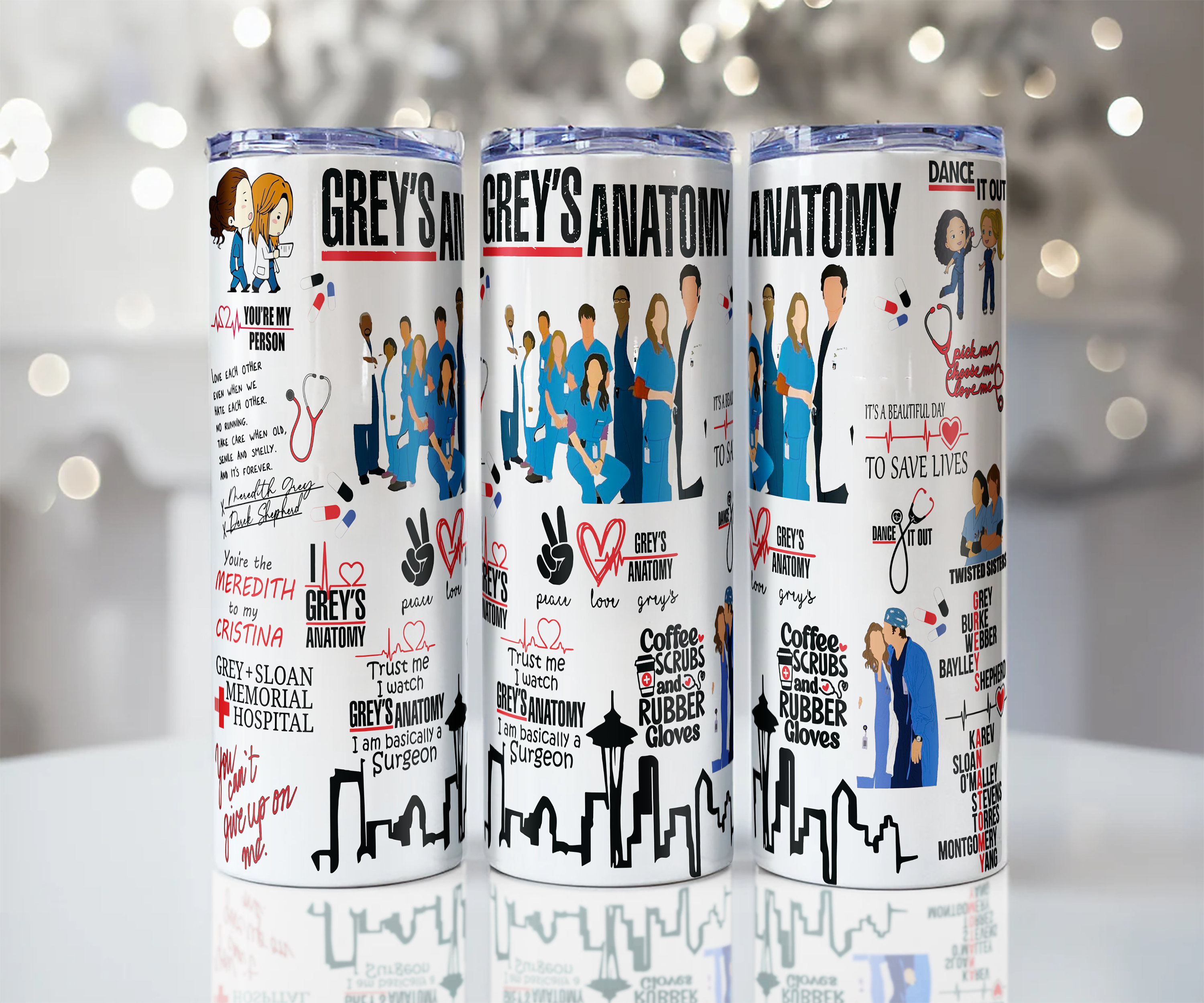 Grey's Inspired Anatomy Design 20oz & 30oz PNG Tumbler Wrap Sublimation Transfer