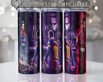 Messi Straight Skinny Tumbler wrap 20 oz & 30 oz Sublimation Wrap | INSTANT DOWNLOAD| PNG Digital File Messi design wrap