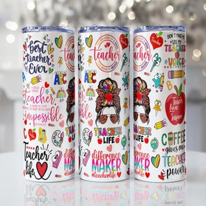 Teacher Tumbler Sublimation Design, 20 oz Skinny Tumbler Teacher Name, Teacher Fuel, Teacher Wrap, Teacher Life PNG Instant Download