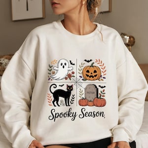 Retro Halloween Cat Ghost Png, Girly Halloween Png, Fall Png, Halloween Png, Spooky Season Png, Pumpkin Halloween, Spooky Mama png