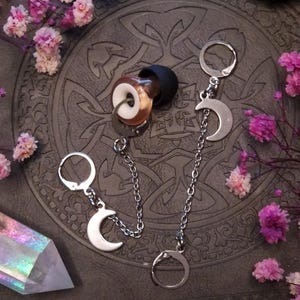 Ohrstöpsel Halter silber - „Moonchain Keeper“