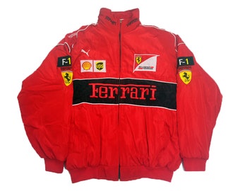Ferrari Racing Jacket Vintage White Nascar Bomber,F1 Ferrari Jacket Formula 1 Vintage Jacket,Men's Clothing Women Y2K Jacket Streetwear