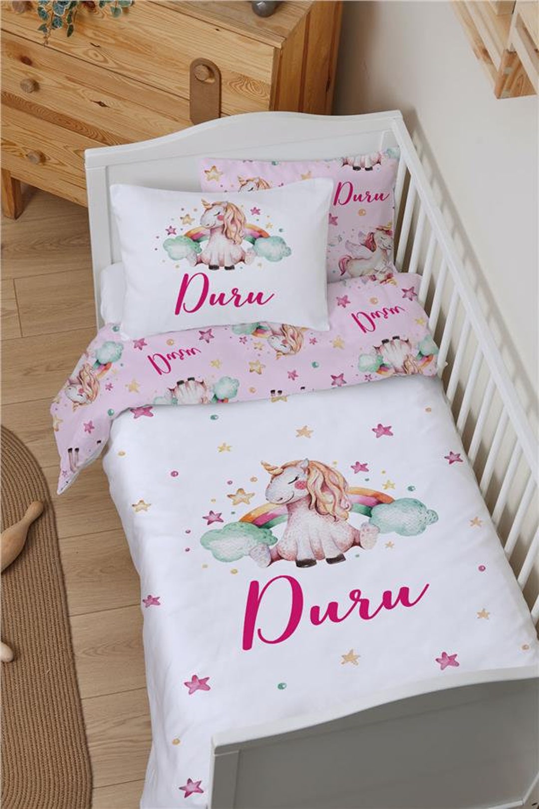 Unicorn Crib Bedding Set Cotton Nursery Bedding Set Crib Etsy