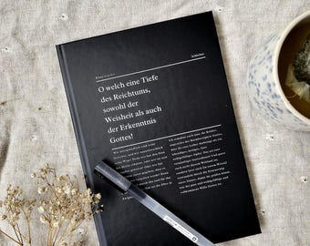 Christian A5 Notebook with Bible Verse | Gift for Believers | Prayer Journal & Sermon Notes | Romans 11:36 + 12:1-2 | Devotional Book