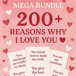 Más de 200 razones por las que te amo - Paquete grande de archivo digital - Regalo personalizado - Carta de amor - Regalo romántico - Regalo de aniversario - Regalo personalizado