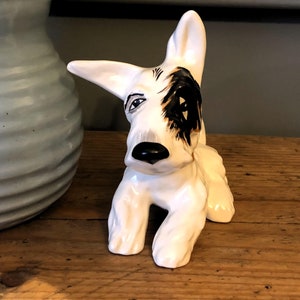 Vintage 1930s Ceramic Crown Devon Terrier Dog Ornament