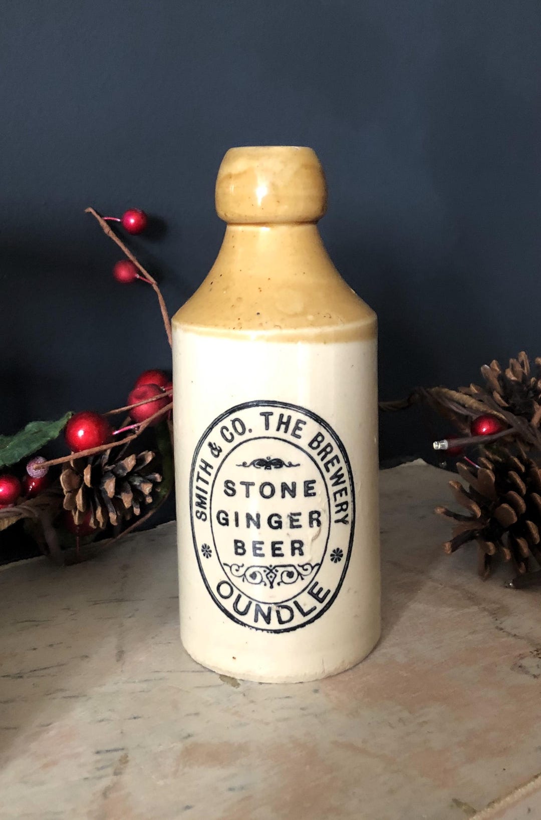 Antique Two Tone Stoneware Bottle / Smith & Co. the Brewery, Oundle ...