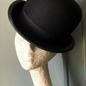 Vintage black wool bowler hat - Christys of London (Size 7 / Medium)