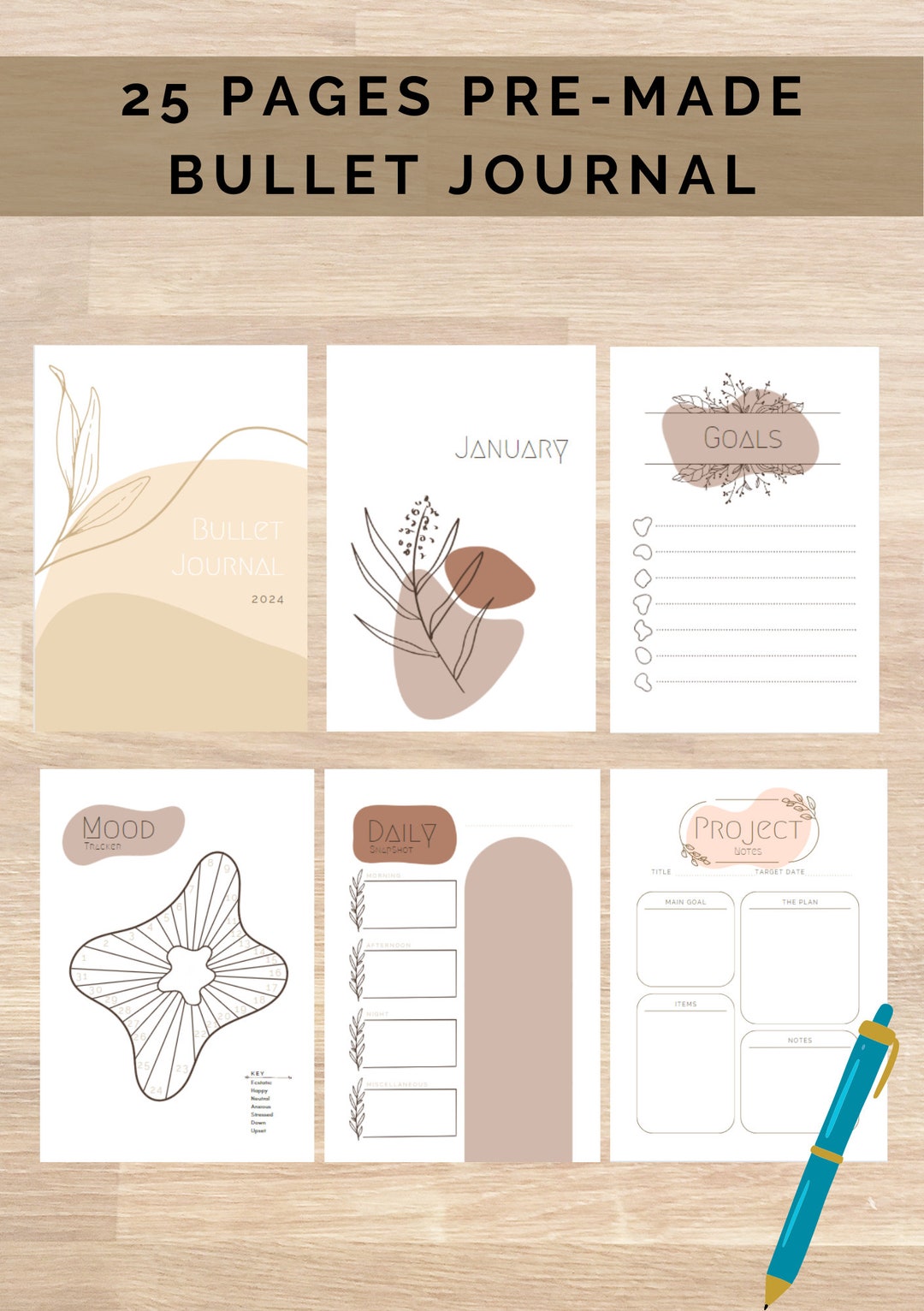 DIGITAL FILE 2024 Bullet Journal | Download Printable | Floral Daily ...