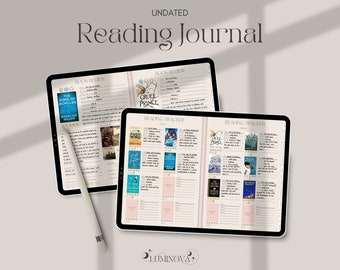 Digital Reading Journal, Landscape Book Review Tracker, Digital Goodnotes Reading Tracker, Reading Log, Digital Bookshelf, Reading Planner