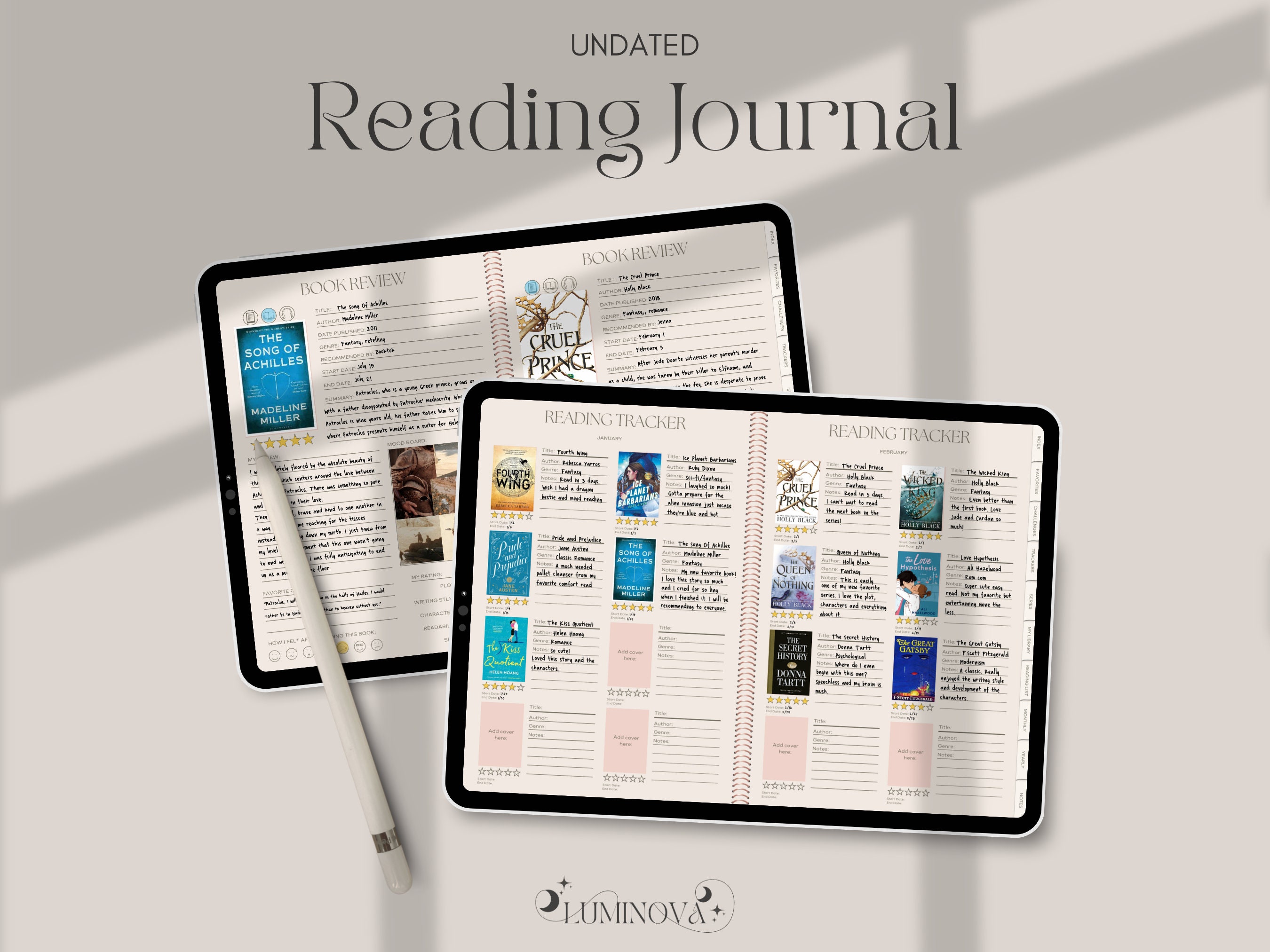 Book Journal, Reading Journal, Reading Planner, Booktok, Reading Tracker,  Reading Log, Book Review Journal, Bookshelf 
