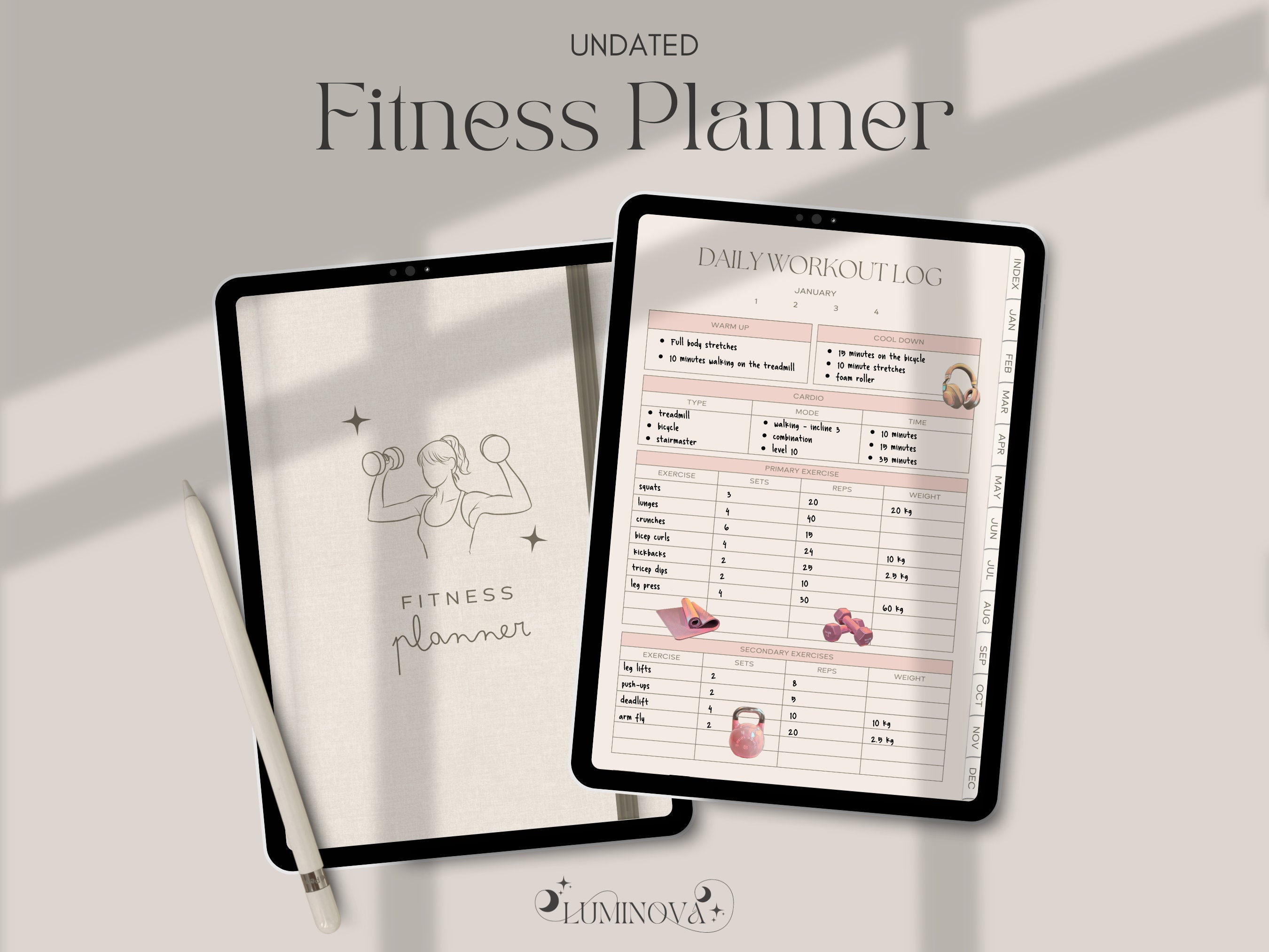 JUBTIC Fitness Journal, Workout Journal, Workout Log Book - Good Gym &  Workout Accessories For Women & Men, Green