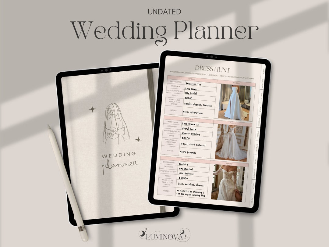 Digital Wedding Planner, Goodnotes iPad Wedding Planning, Wedding
