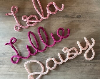 Knitted Wire Words Names Door Sign Nursery