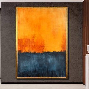 Mark Rothko Orange and Blue Canvas Painting, Abstract Wall Art, Contemporary Artwork, Blue Art Print, Wall Decor, Mid Century Print