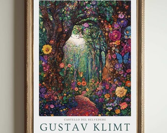 Gustav Klimt Print, Klimt Museum Poster, Gustav Klimt Poster, Klimt Exhibition Poster, Gustav Klimt Painting, Flower Garden, Floral Artwork