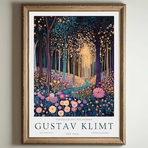 Gustav Klimt Druck, Klimt Museum Poster, Gustav Klimt Poster, Klimt Ausstellungsplakat, Gustav Klimt Malerei, Blumengarten, Blumenkunstwerk