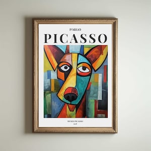 Picasso Dog, Picasso Wall Art, Picasso Exhibition Print, Neutral Beige Vintage Minimalist Gift Idea, Famous Artist Print Decor