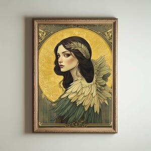 Impresión Art Nouveau, póster Art Nouveau, diosa griega, impresión Art Nouveau, arte femenino divino, decoración del hogar de mitología griega